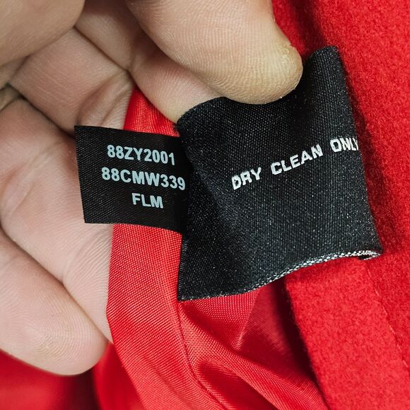 Ellen Tracy Red Coat Womens Size Small Wool Blend Vibrant Career Sophisticated - Picture 7 of 15